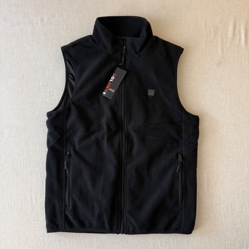 Soljikye Heated Fleece Vest Mens Medium Black NWT Winter Outdoor Techwear